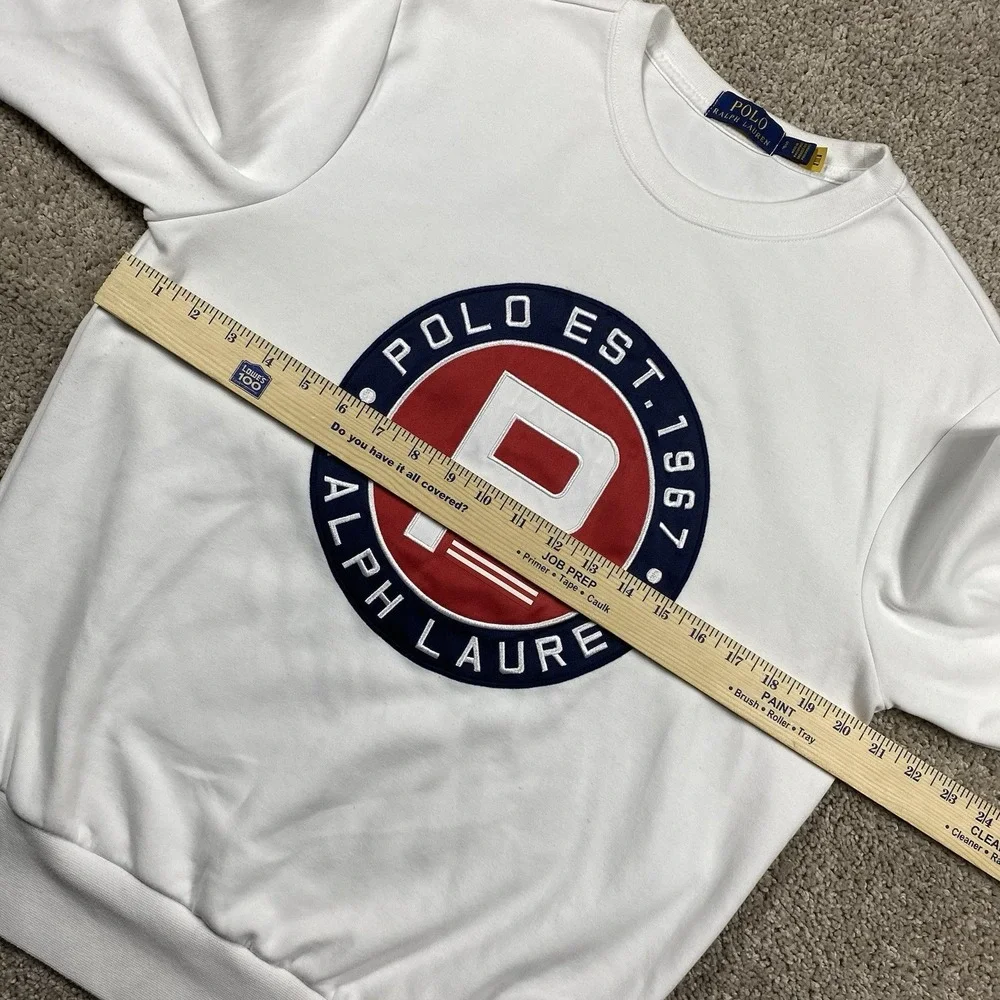Polo Ralph Lauren Yacht Club Challenge Circle P Sweatshirt White Mens Small - Picture 4 of 10